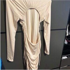 Oh Polly Cream Backless Long Sleeve Dress